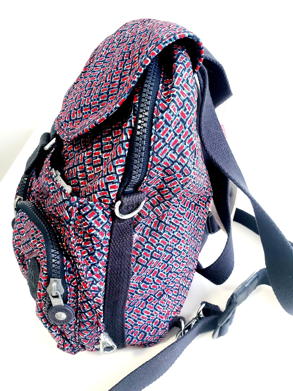 Kipling Mini Backpack - Navy Red Pattern - Picture 5 of 10